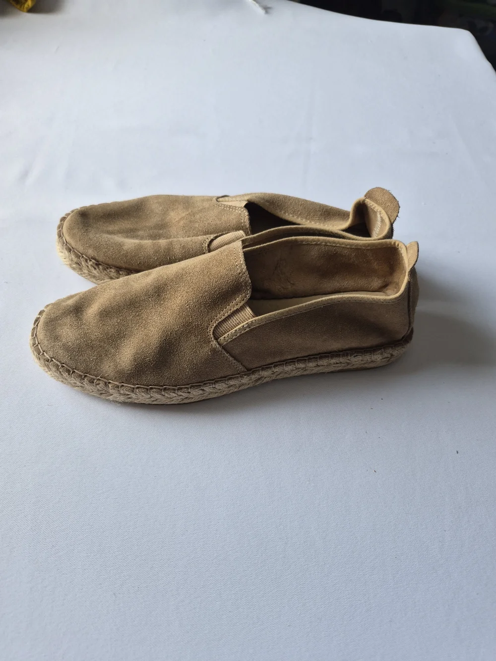 Free People Tan Suede Slip On Loafers Espadrilles Made in Spain Sz39